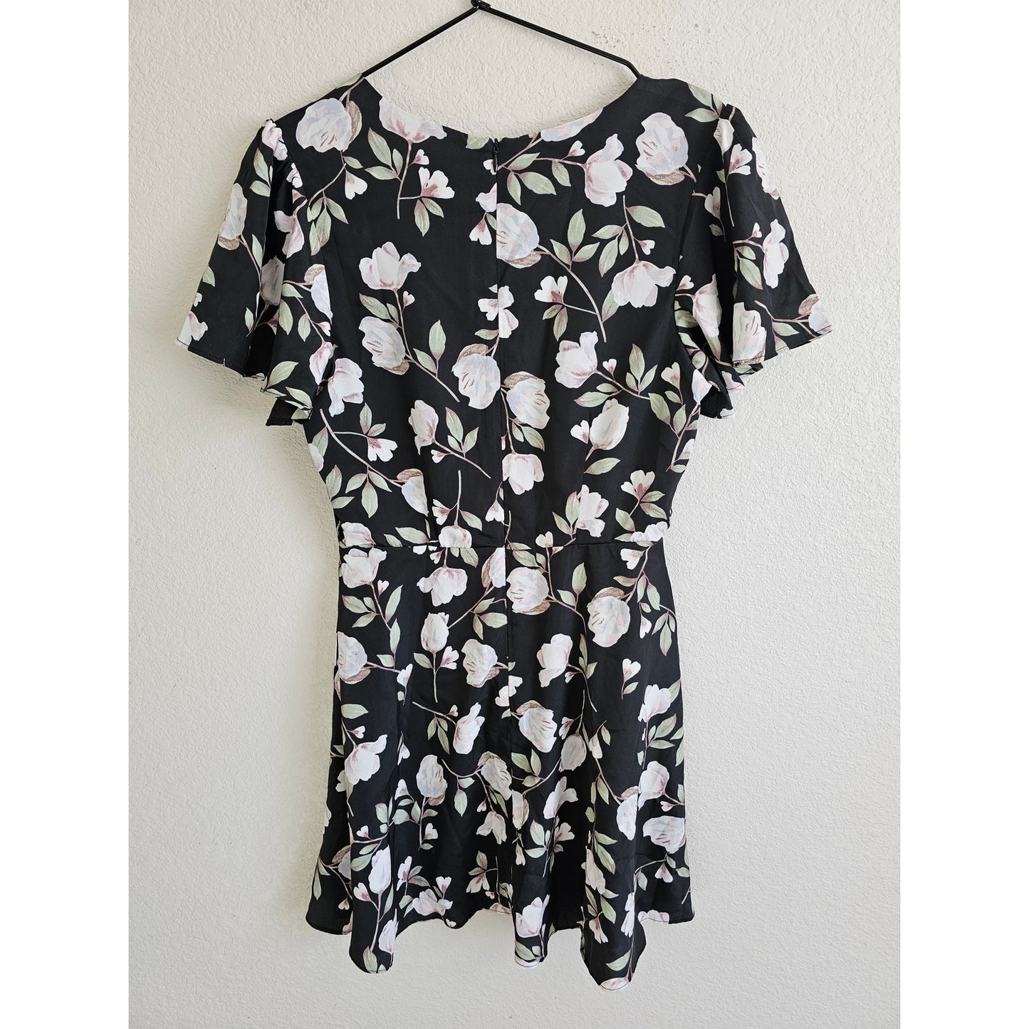 JOA Just One Answer Womens Sz S Above Knee Black and White Floral Dress NEW