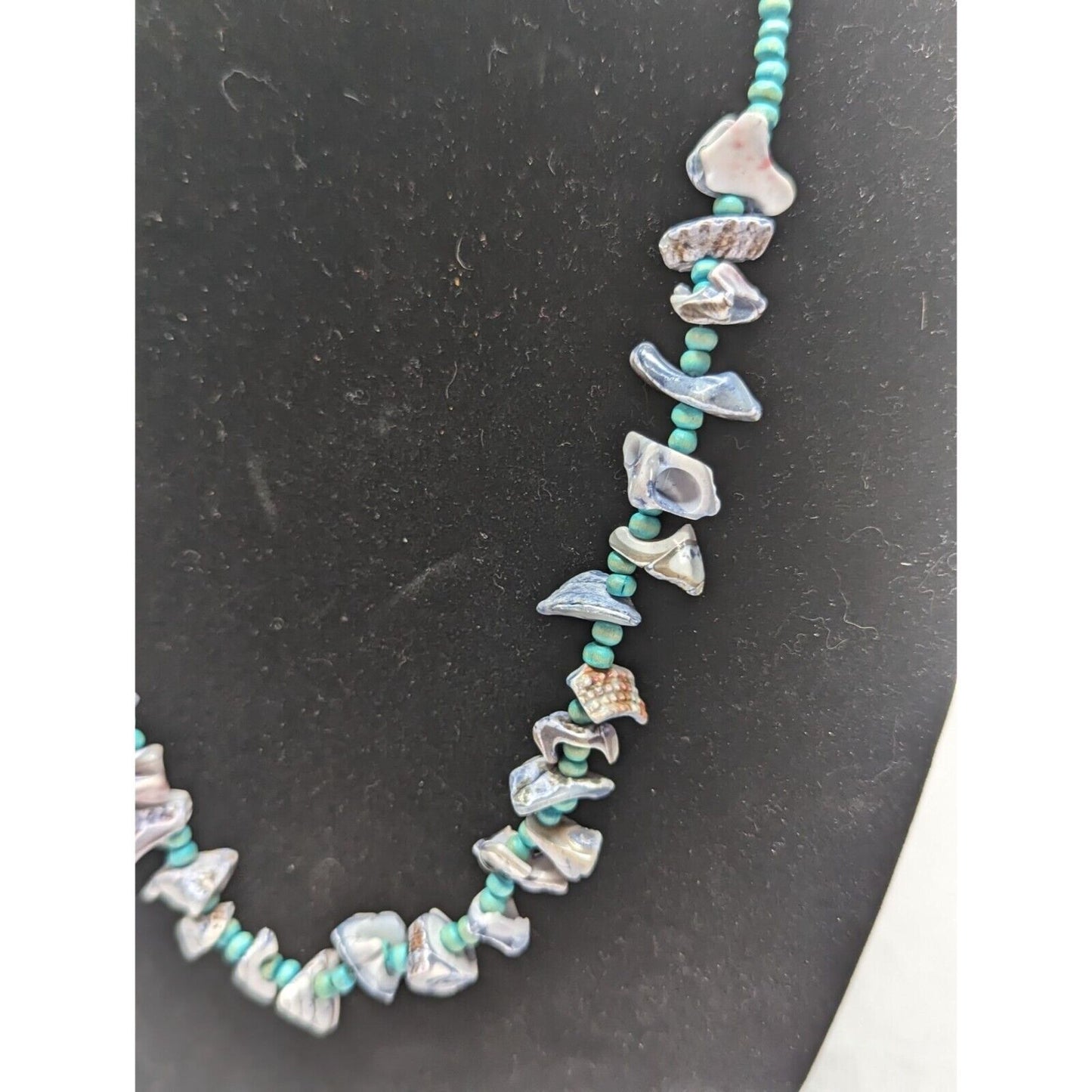 Vintage Larimar Chip Rock Beaded Nugget Necklace Purple and Turquoise