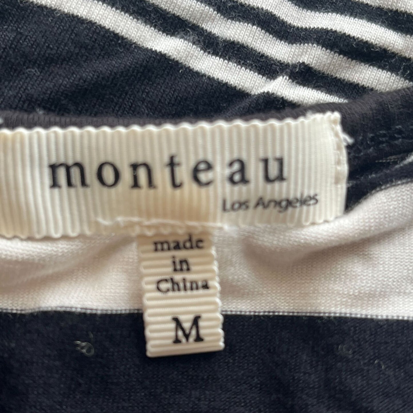 Monteau Womens Sz M Maxi Dress Slinky Black White Striped Short Sleeve