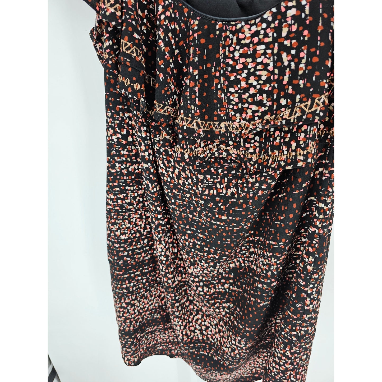 Apt 9 Womens Sz L One Shoulder Knee Length Cocktail Dress Black Pink Orange