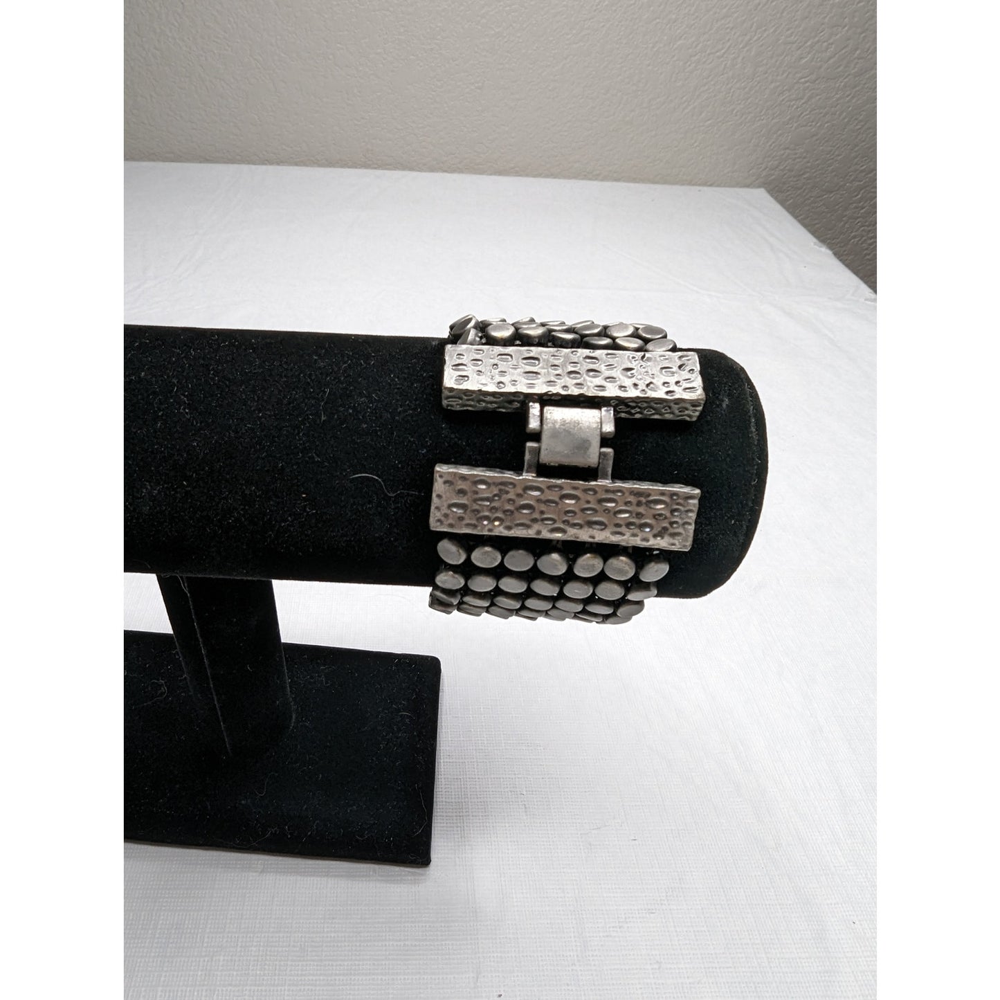 Vintage Y2K Multi Strand Stamped Metallic Bracelet Stacked