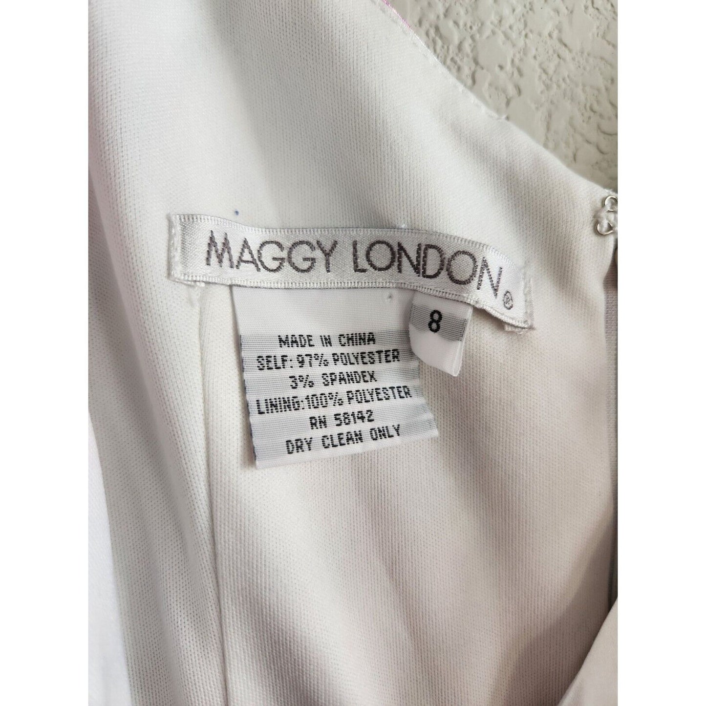 Maggy London Womens Sz 8 Knee Length Faux Wrap Dress Floral Satin Cap Sleeve