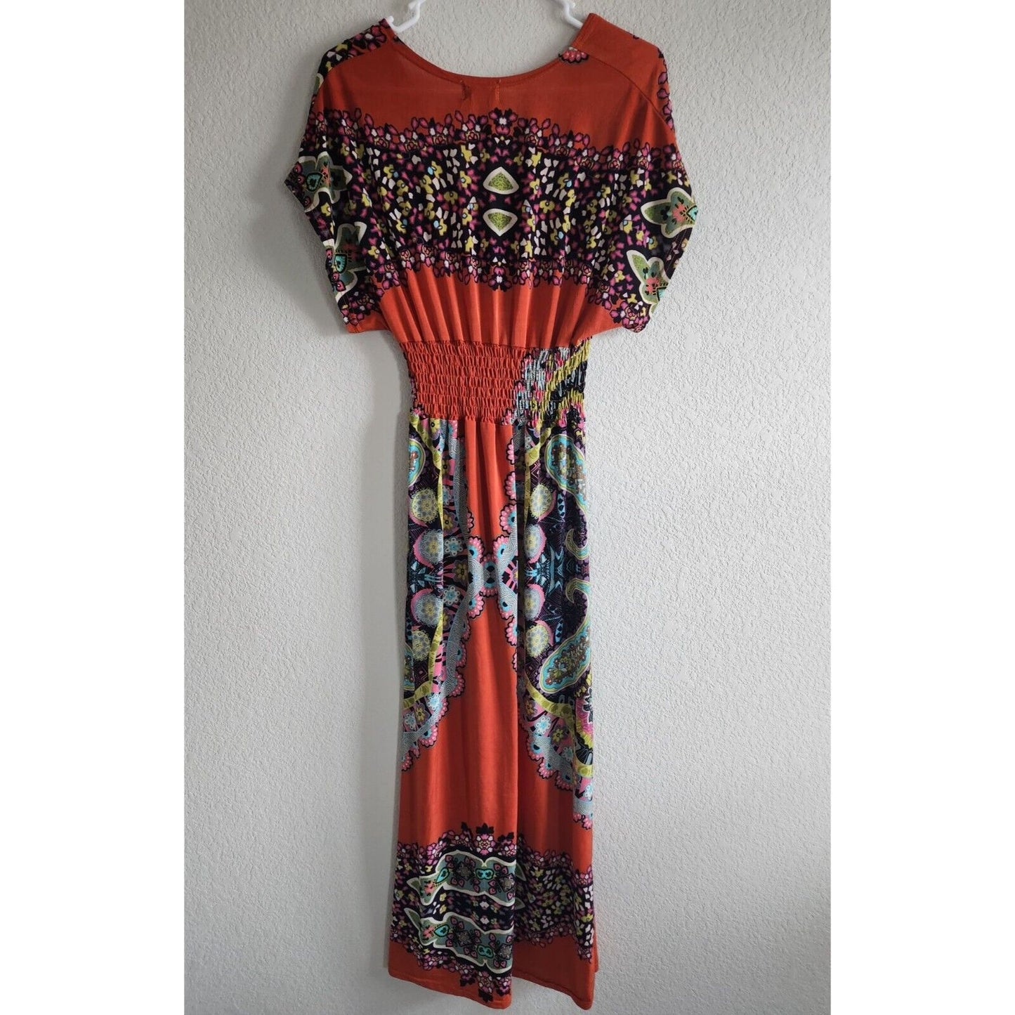 Vintage 1990s Chesley Womens Sz M Maxi Dress Burnt Orange Mandala Floral Boho