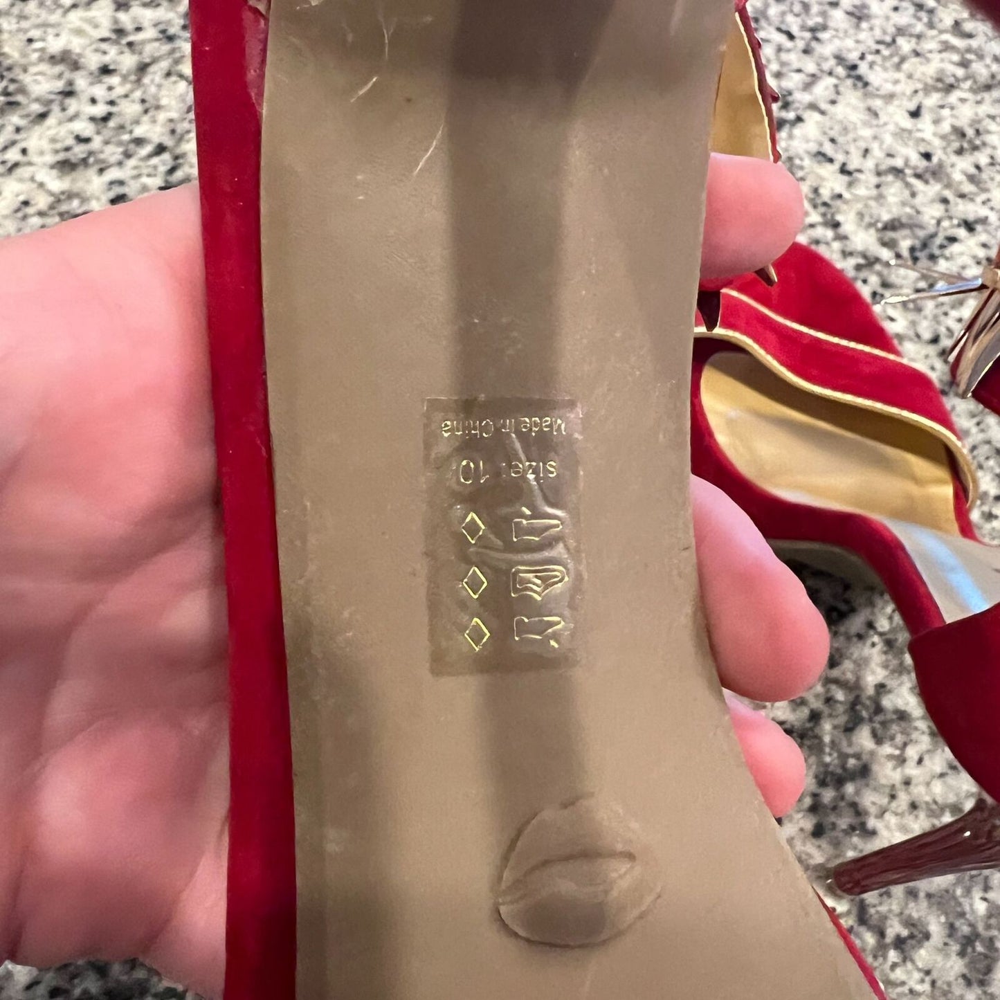 Shoe Republic LA Womens Sz 10 Red and Gold Trim High Heel Sandals Y2K Drag