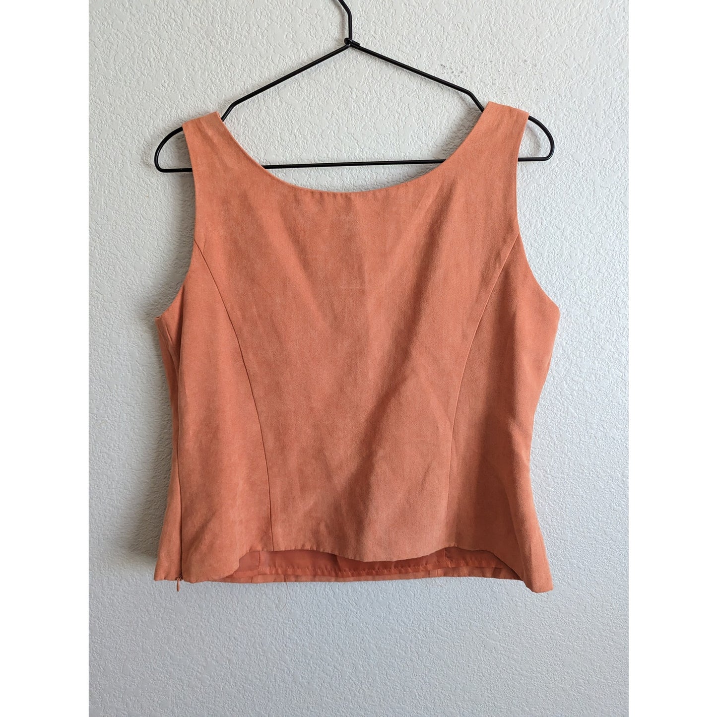 Vintage Positive Attitude Sz 12 Pastel Orange Faux Suede Jacket and Blouse Set