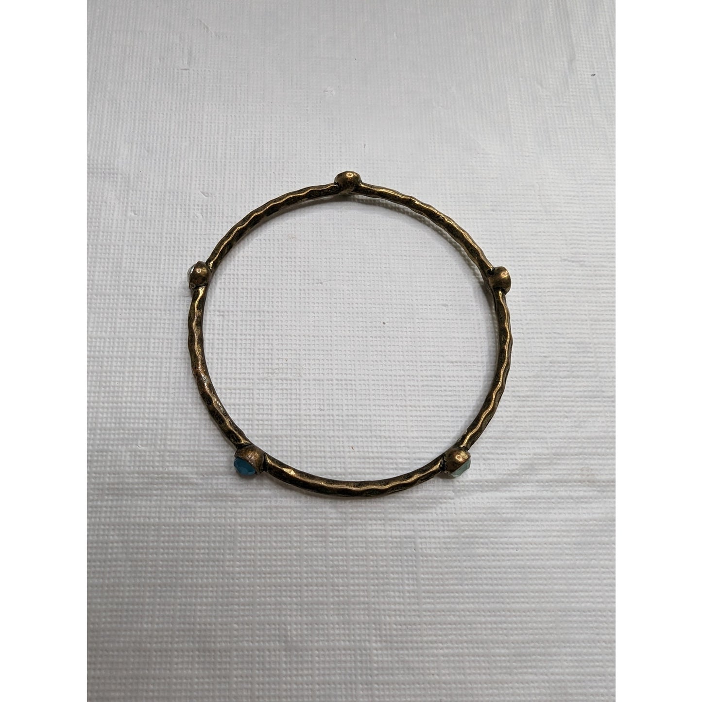Vintage Mid Century Dainty Bangle Bracelet Brass and Stone