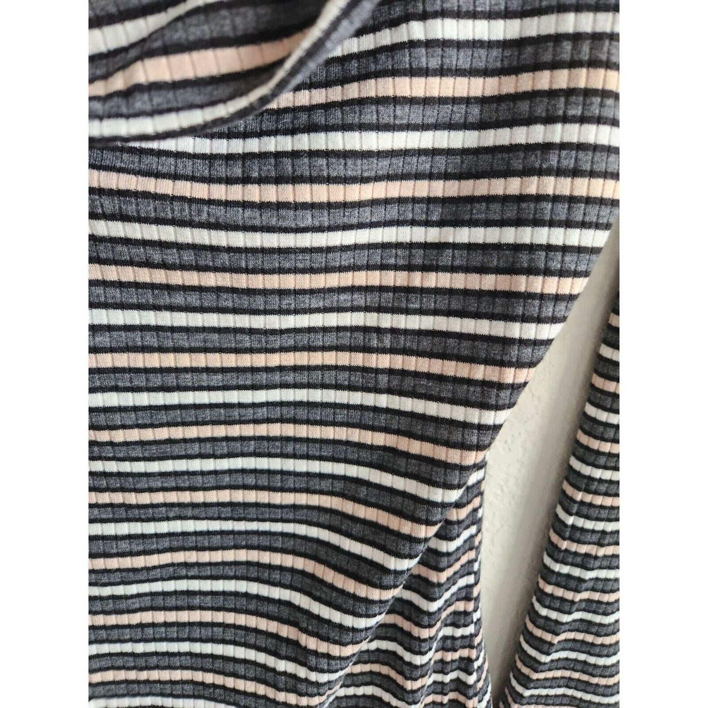 Ultra Flirt Womens Sz M Cowl Neck Mini Dress Gray Striped Ribbed