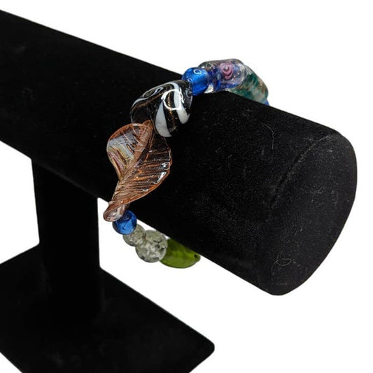 Vintage 1990s Beautiful Glass Beaded Artesian Bracelet Colorful