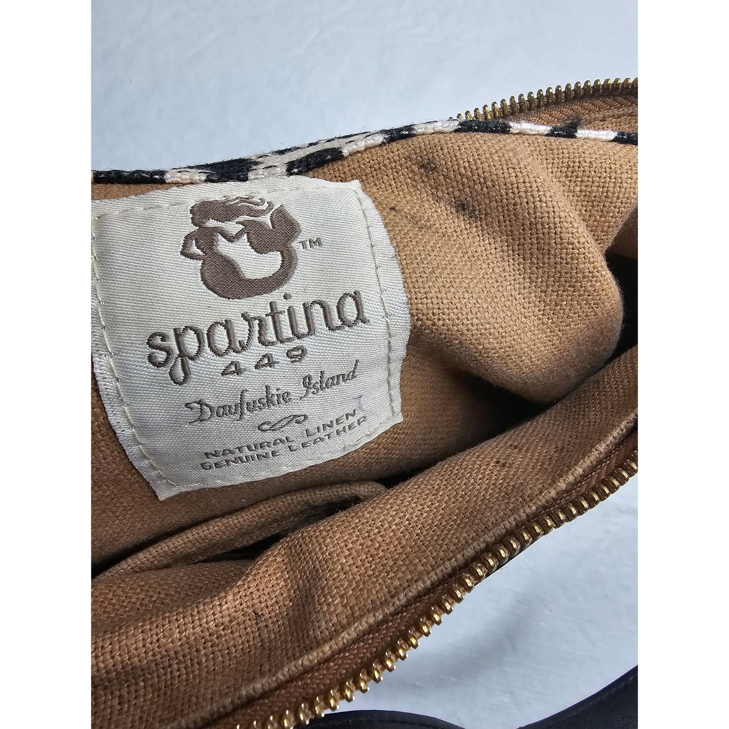 Spartina 449 Womens Shoulder Bag Purse Black White Geometric Print