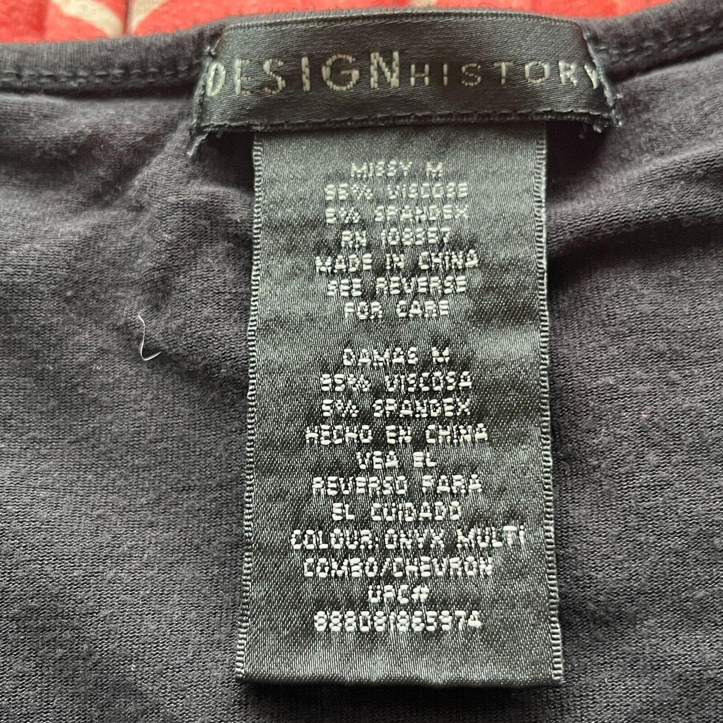 Design History Womens Sz M Maxi Dress Black Gray Pink Chevron Print