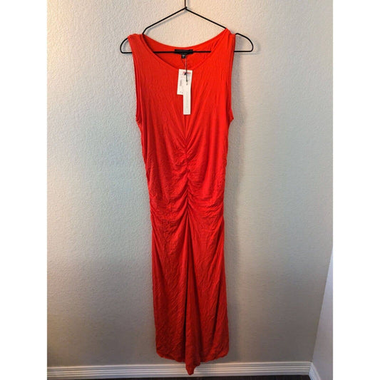 Sanctuary Womens Sz L Bright Orange Red Maxi Dress Sleeveless NEW
