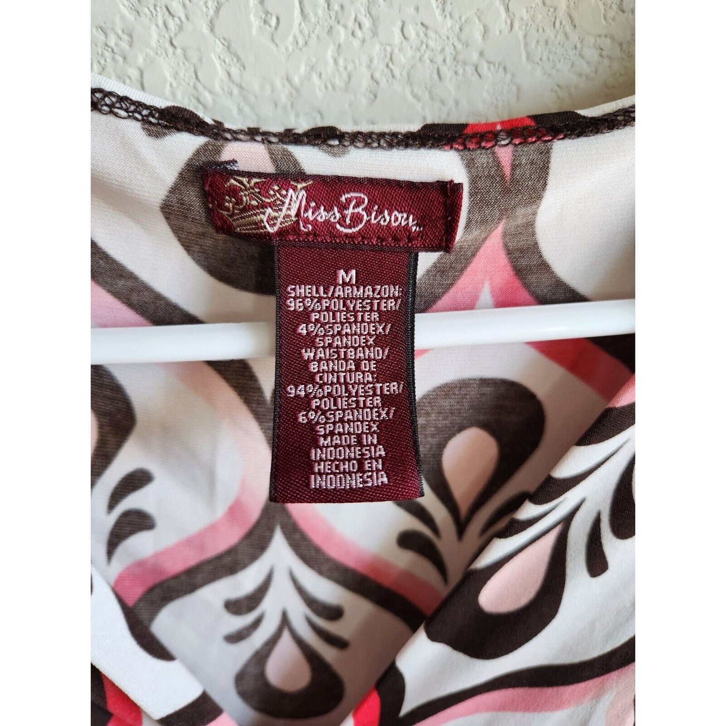 Vintage Miss Bisou Womens Sz M Knee Length Casual Dress Pink Black White