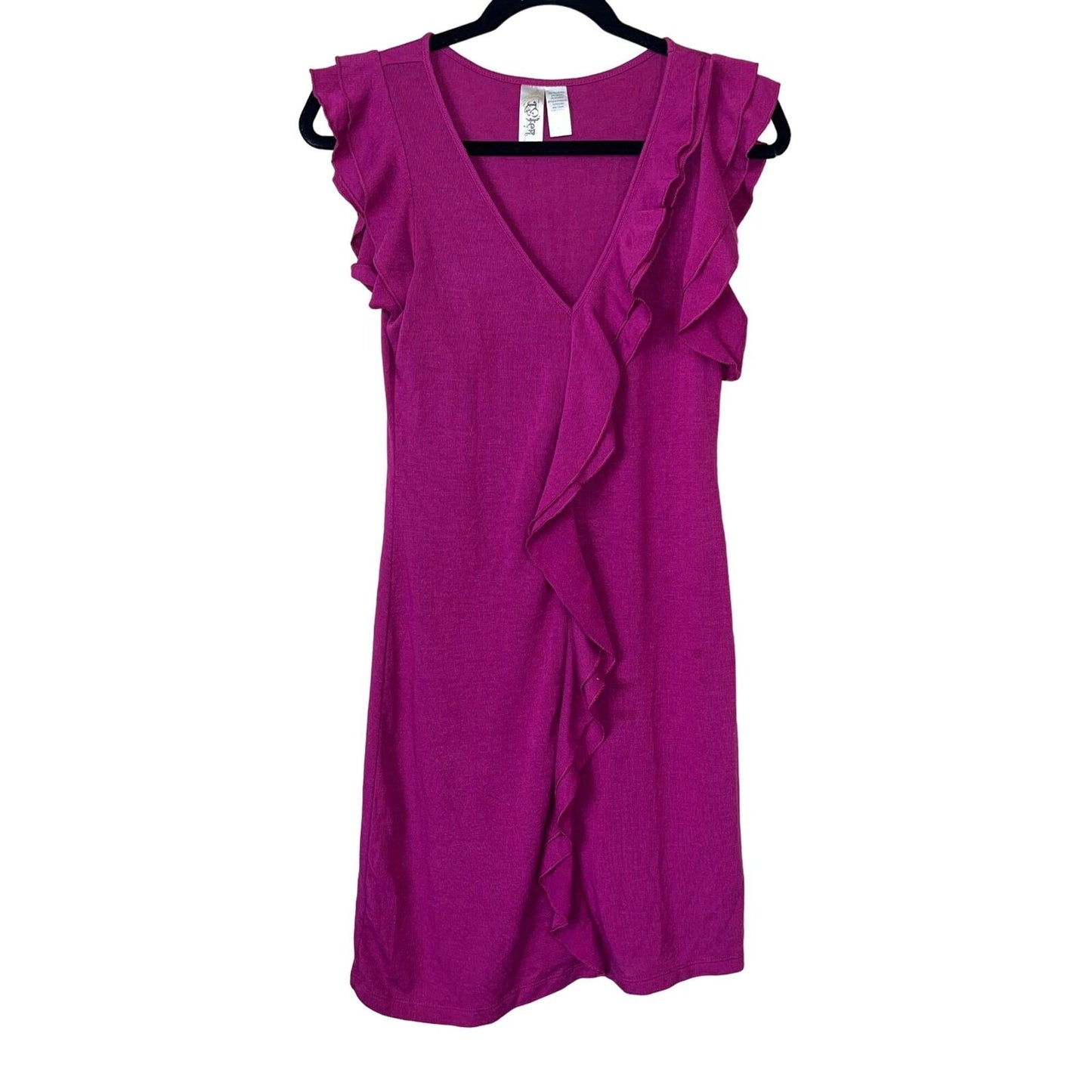 Lster Ister Womens Sz M Knee Length V Neck Dress Pink Ruffled