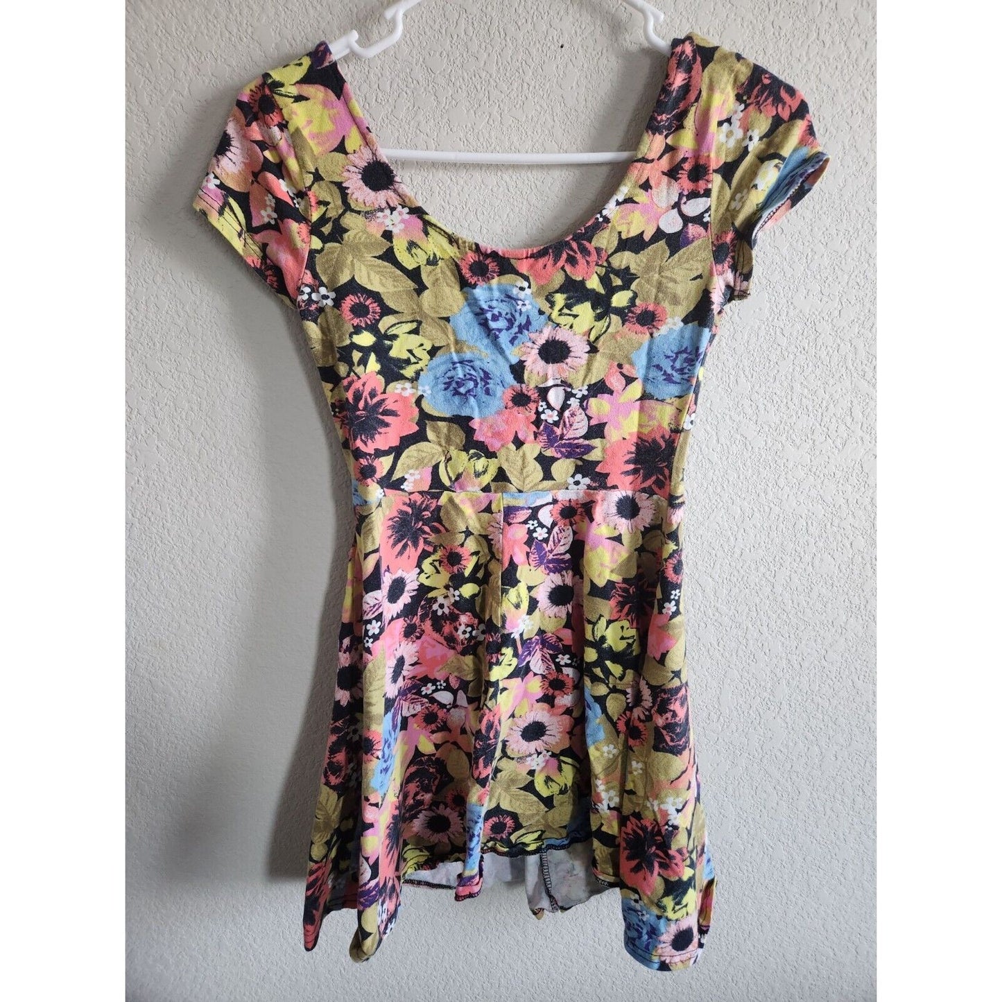 Divided by H7M Womens Sz 4 Mini Dress Bright Floral A Line Skater
