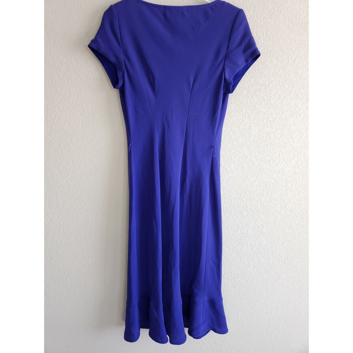 Vintage 1990s SL Fashions Womens Sz 8 Solid Purple Midi Dress Scoop Neck