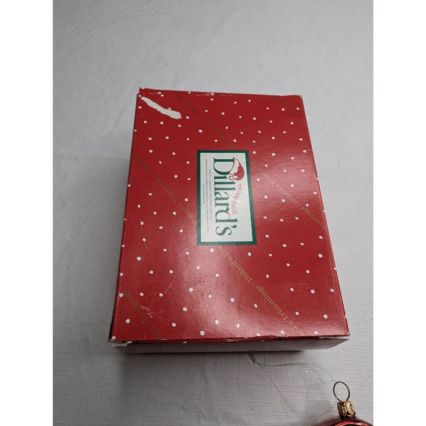 Vintage Dillards Trimmings Christmas Ornament Blown Glass Suitcase Travel