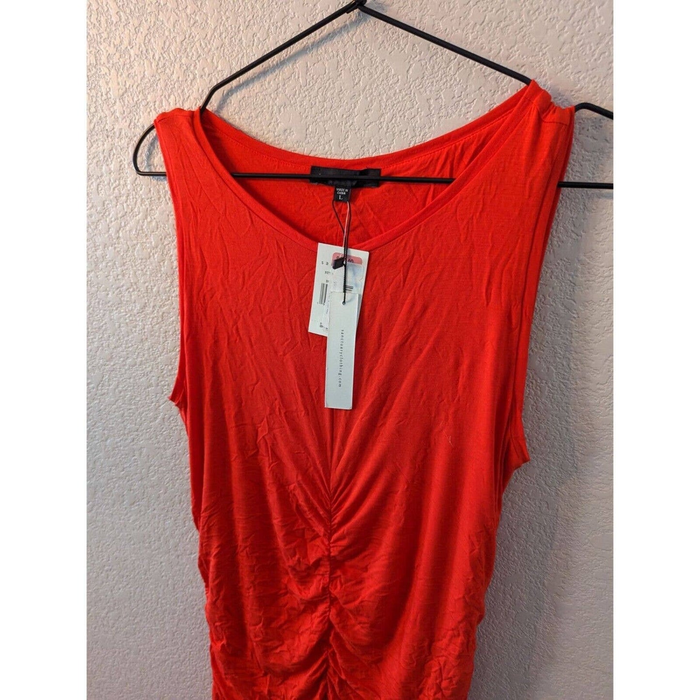 Sanctuary Womens Sz L Vestido largo rojo naranja brillante sin mangas NUEVO