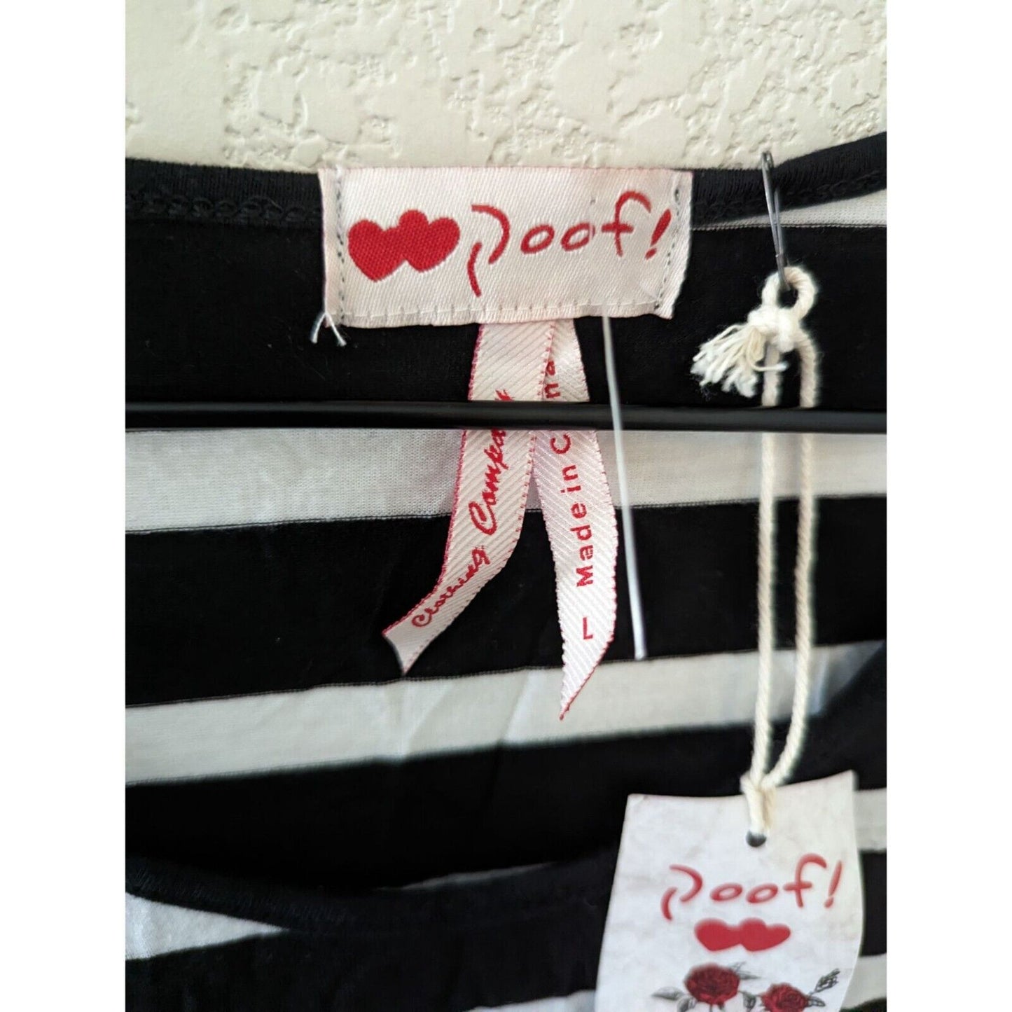 Poof Womens Sz L Maxi Shirt Dress Black and White Striped NEW