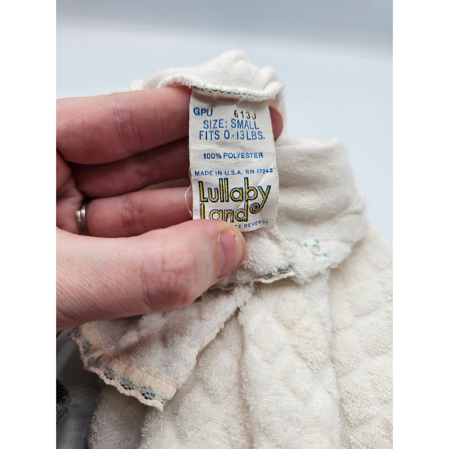 Vintage Disney Lullabye Land Baby Sz 0-3M One Piece Terrycloth Pajama Daisy Duck