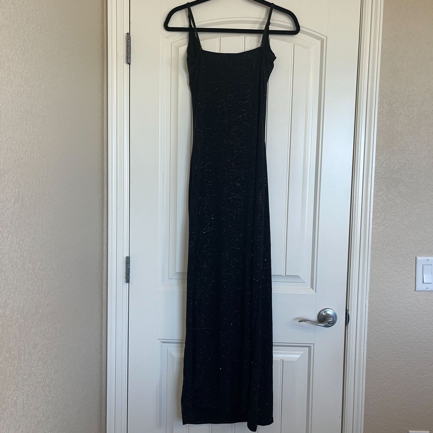 Orsay Womens Sz M Scoop Neck Maxi Cocktail Dress Glitter Print