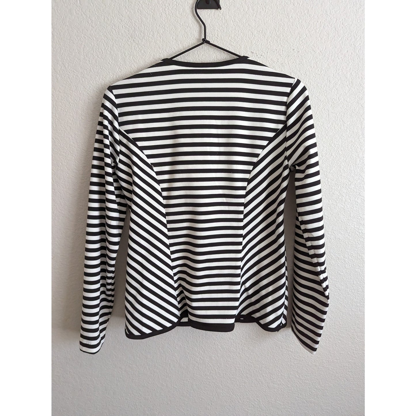 Sunny Leigh Womens Sz XS 2 Button Blazer Black White Striped