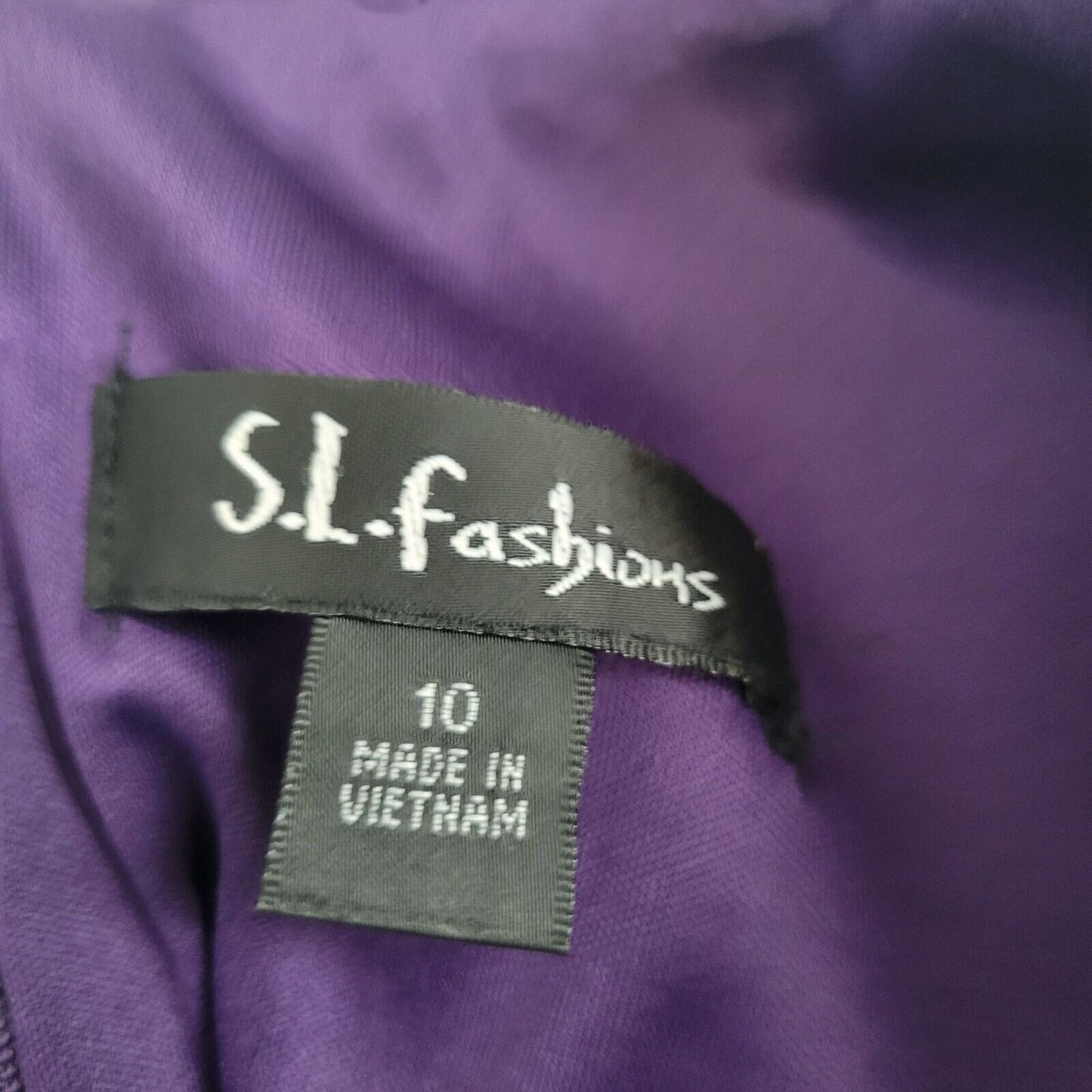 S.L. Fashions Womens Sz 10 Midi Bodycon Formal Dress Purple Short Sleeve