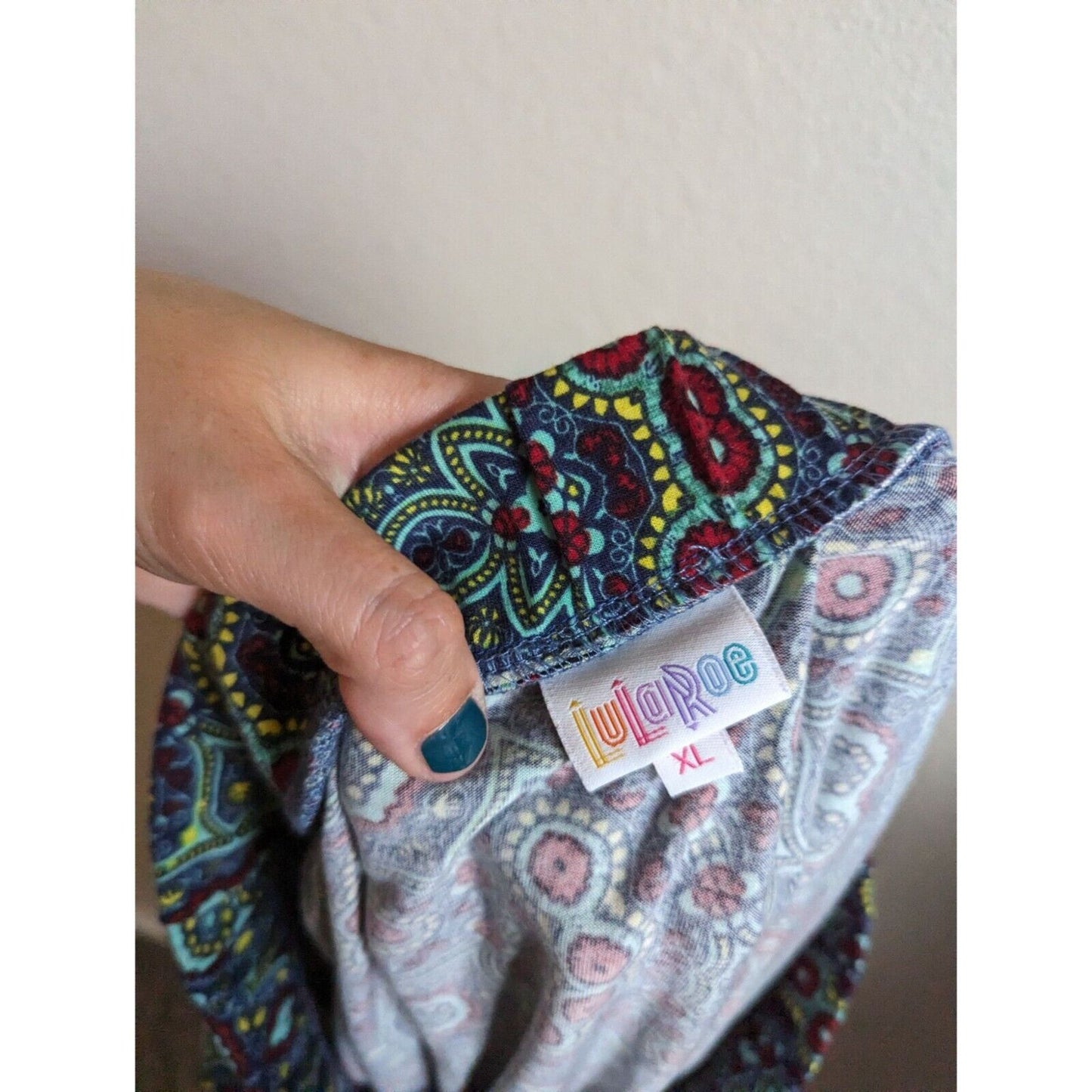 Lularoe Womens Sz XL Knee Length Pleated Skirt Blue Mandala Print