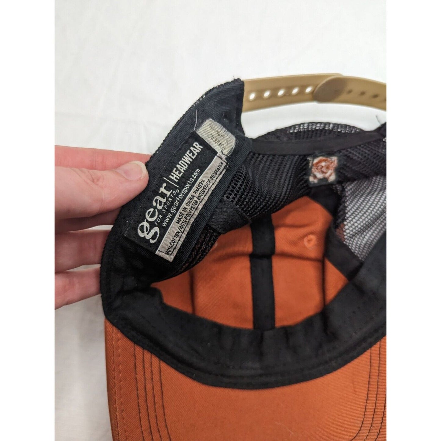 Powderhorn Mens Snapback Trucker Hat Front Patch Orange Gear Headwear
