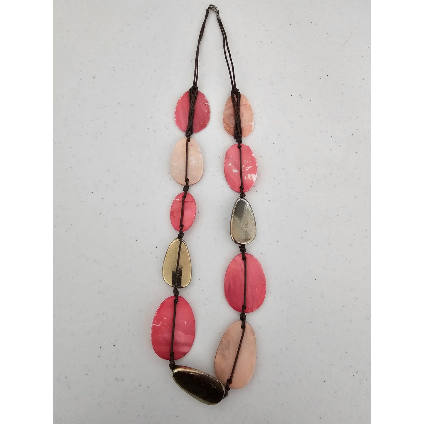 Vintage 1990s Statement Piece Single Strand Disk Necklace Pink Cream