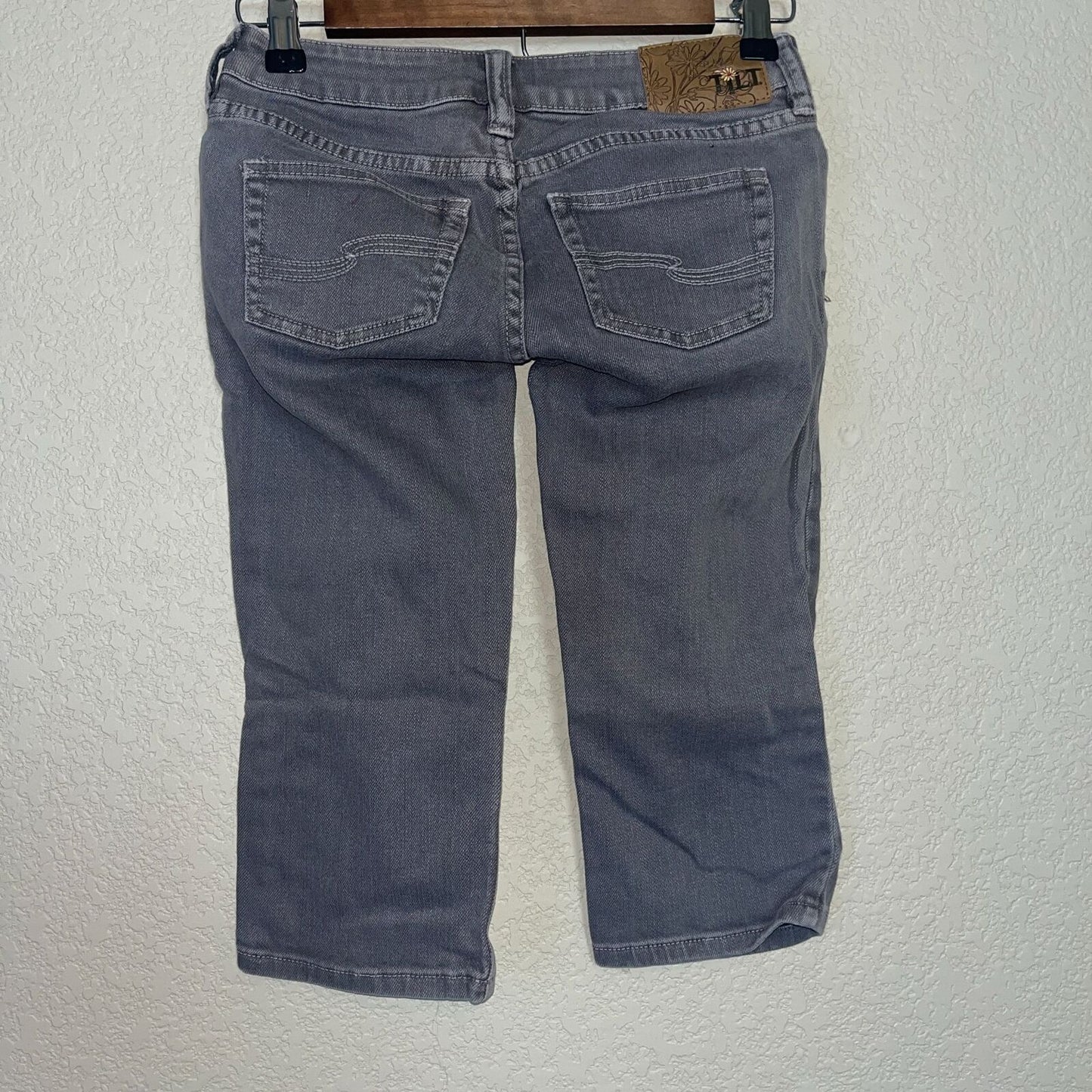 Tilt Juniors Sz 00 Gray Wash Denim Capri Pants Skinny Jeans