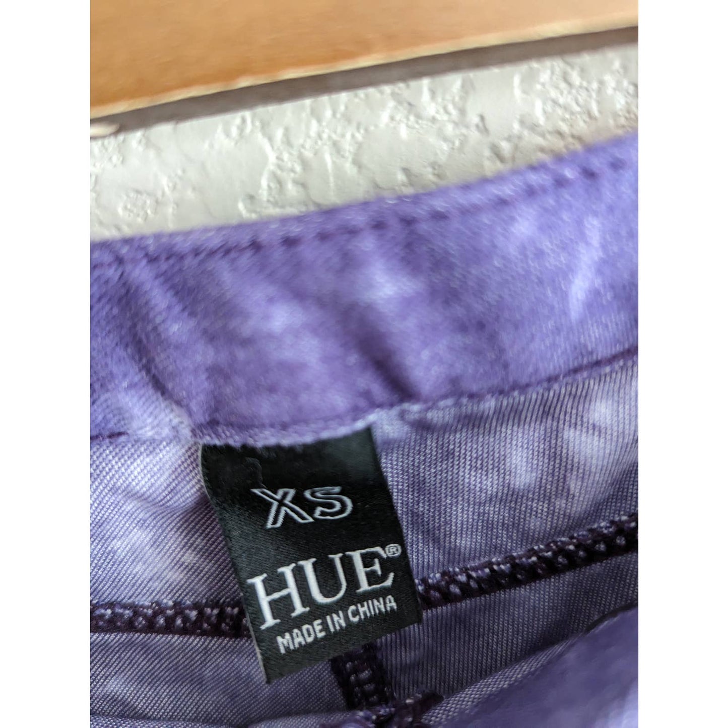 Hue Jeans Jegging Elásticos Sin Tirantes Para Mujer Talla XS Teñido Anudado Púrpura