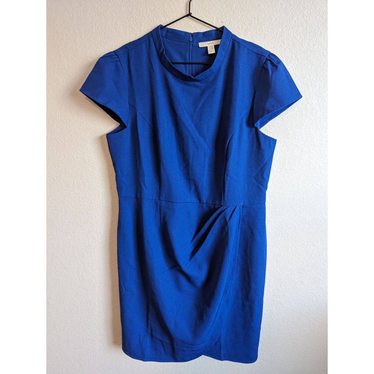 Lark & Ro Mujer Sz 16 Vestido tubo hasta la rodilla Manga casquillo azul sólido NWOT