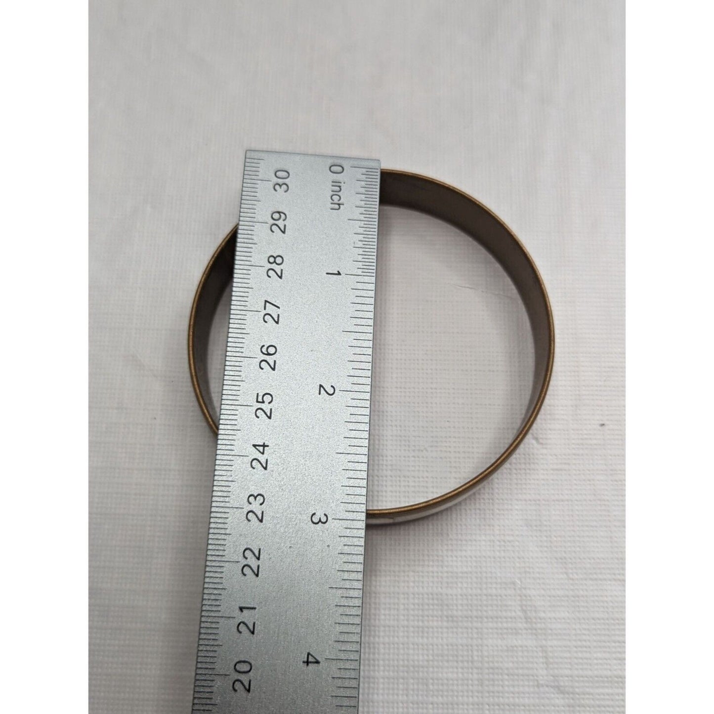 Vintage 1960s Brass Bangle Bracelet Mother of Pearl Inlay Mid Century