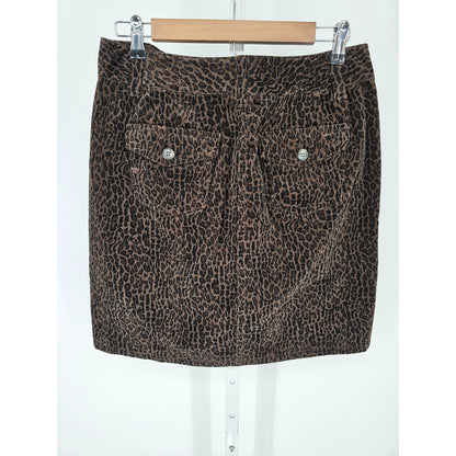 Ann Taylor Womens Sz 6 Leopard Print Corduroy Straight Skirt Brown