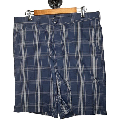 Ben Hogan Performance Mens Sz 36 Golf Shorts Navy Blue Gray Plaid