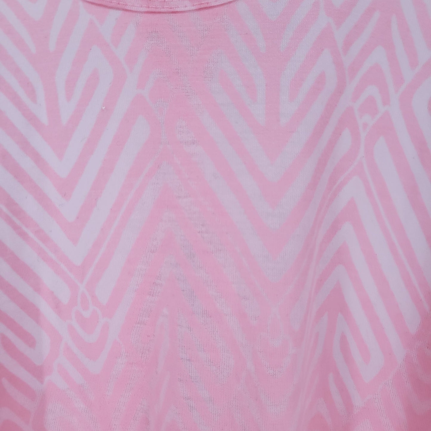 Balance Collection Womens Sz L Racerback Tank Top Light Pink White Chevron Print