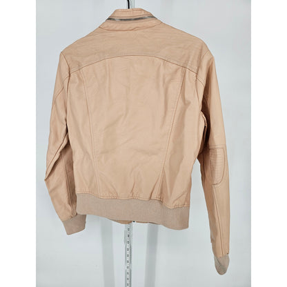 Ci Sono Womens Sz M Cropped Faux Leather Moto Jacket Blush Pink