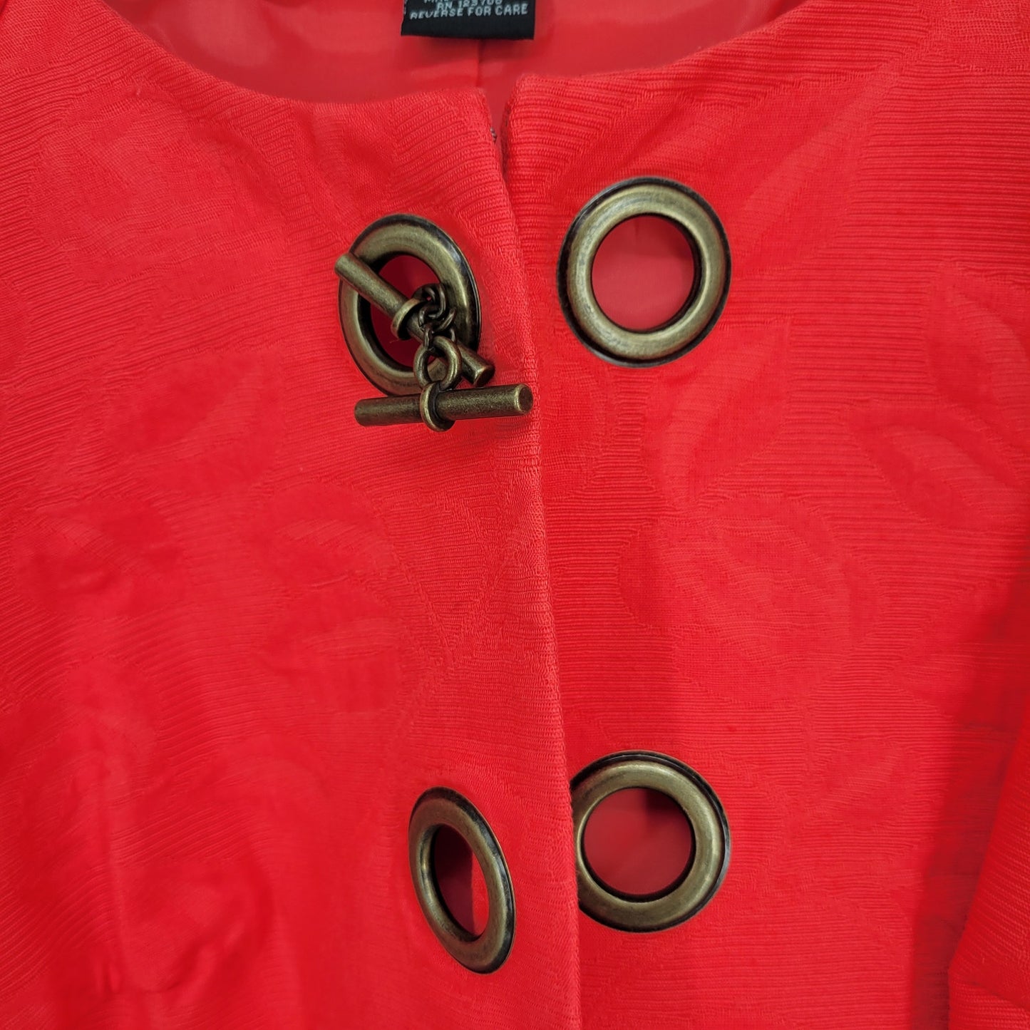 Ivy Chic New York Womens Sz L Cropped Toggle Front Jacket Dark Pink