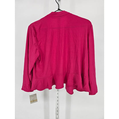 Danny and Nicole Womens Sz 12 Long Sleeve Bright Pink Shrug Cardigan NEW