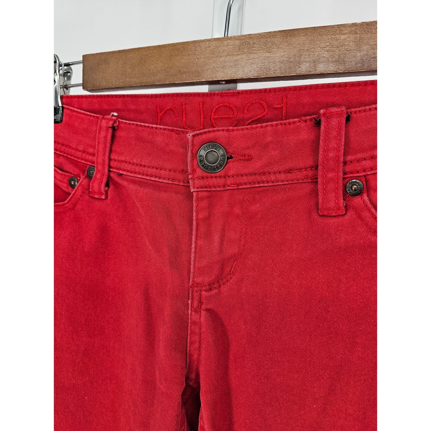 Rue 21 Juniors Sz 3 Low Rise Skinny Jeans Bright Red Y2K