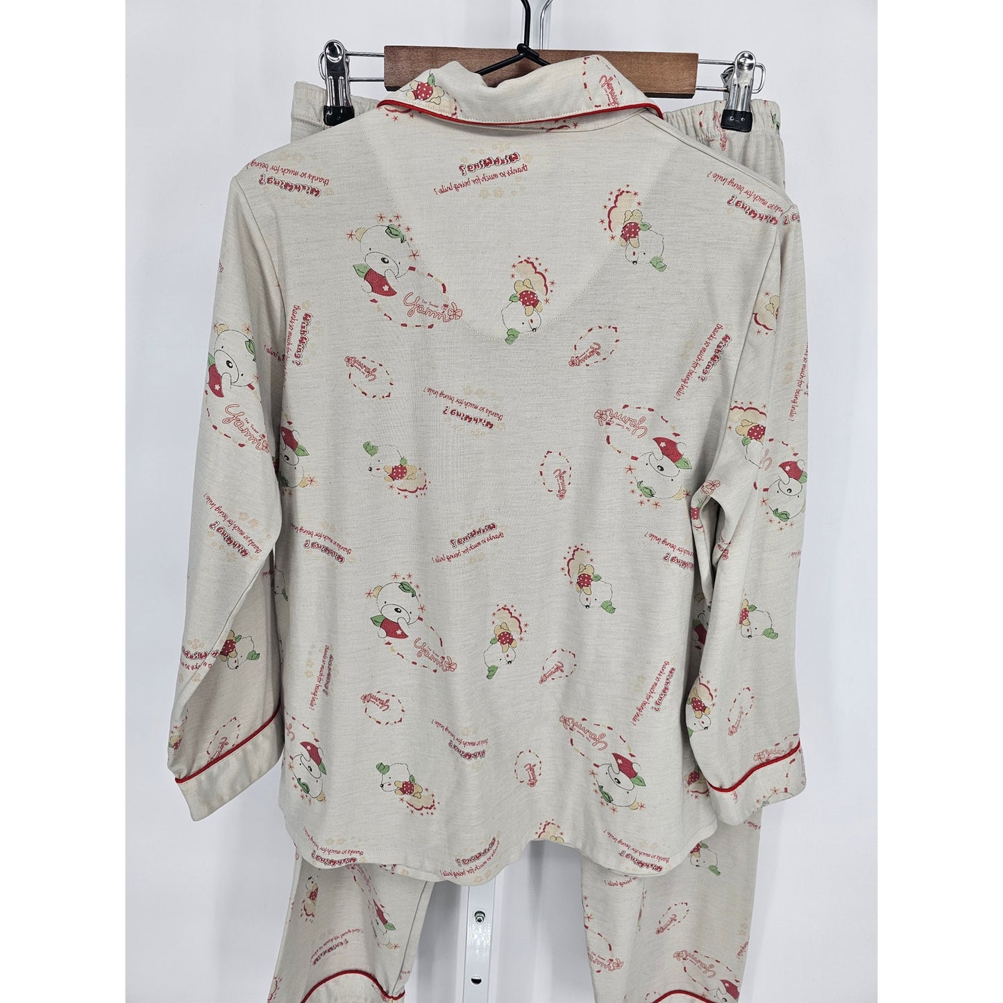 Vintage Medina Womens Sz M Long Sleeve Cotton Pajama Set Wish Wing Anime