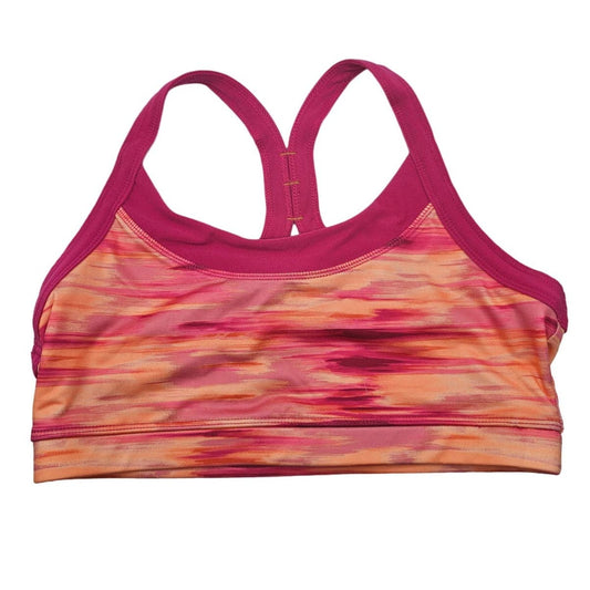 Avia Womens Sz L Racerback Sports Bra Pink Orange Spacedye Print