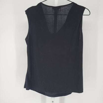 Jennie & Marlis Womens Sz L Scoop Neck Blouse Solid Black Sleeveless