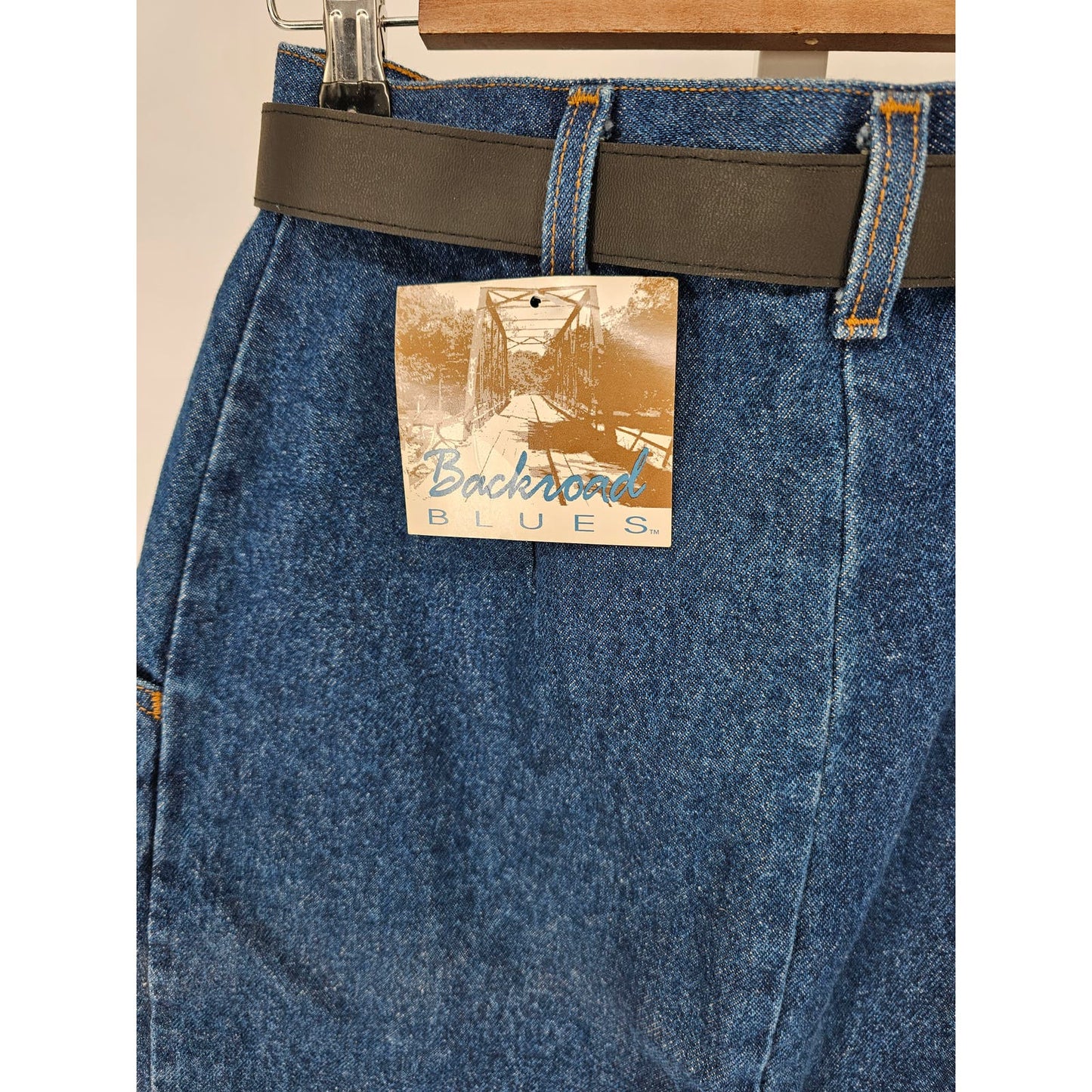 Backroad Blues Womens Sz 10 Vintage Midi Length Blue Jean Western Skirt NEW