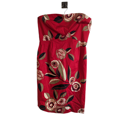New York & Company Sz 10 Strapless Formal Dress Red Floral Knee Length NEW