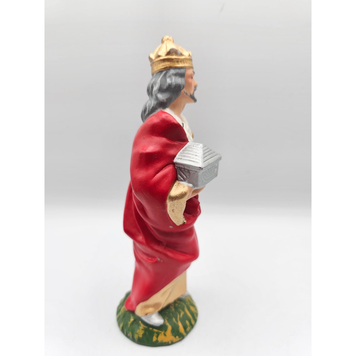 Vintage 1960s Paper Mache Christmas Nativity Figure Wiseman Red Depose Fontanini