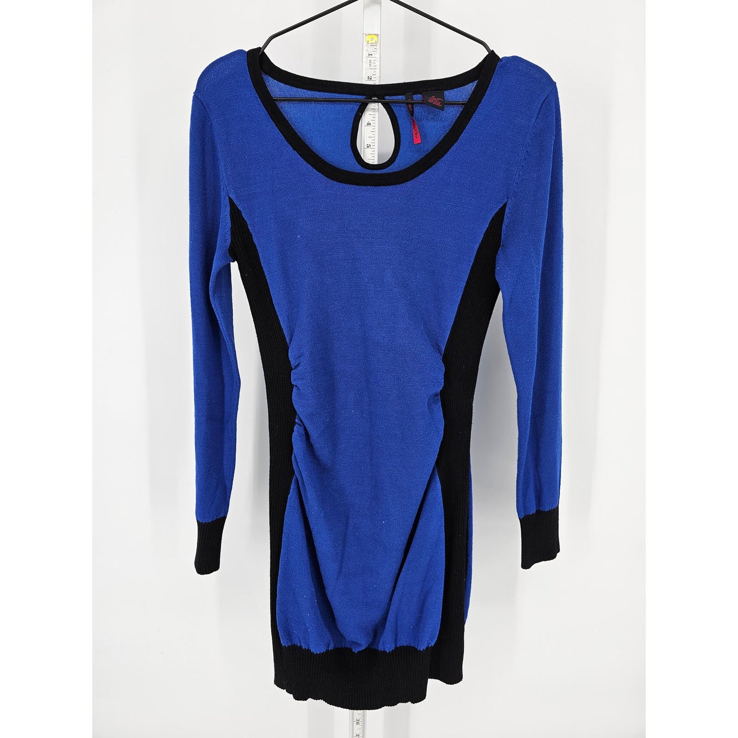 Vintage Y2K Heart N Crush Womens Sz M Mini Sweater Dress Blue Long Sleeve