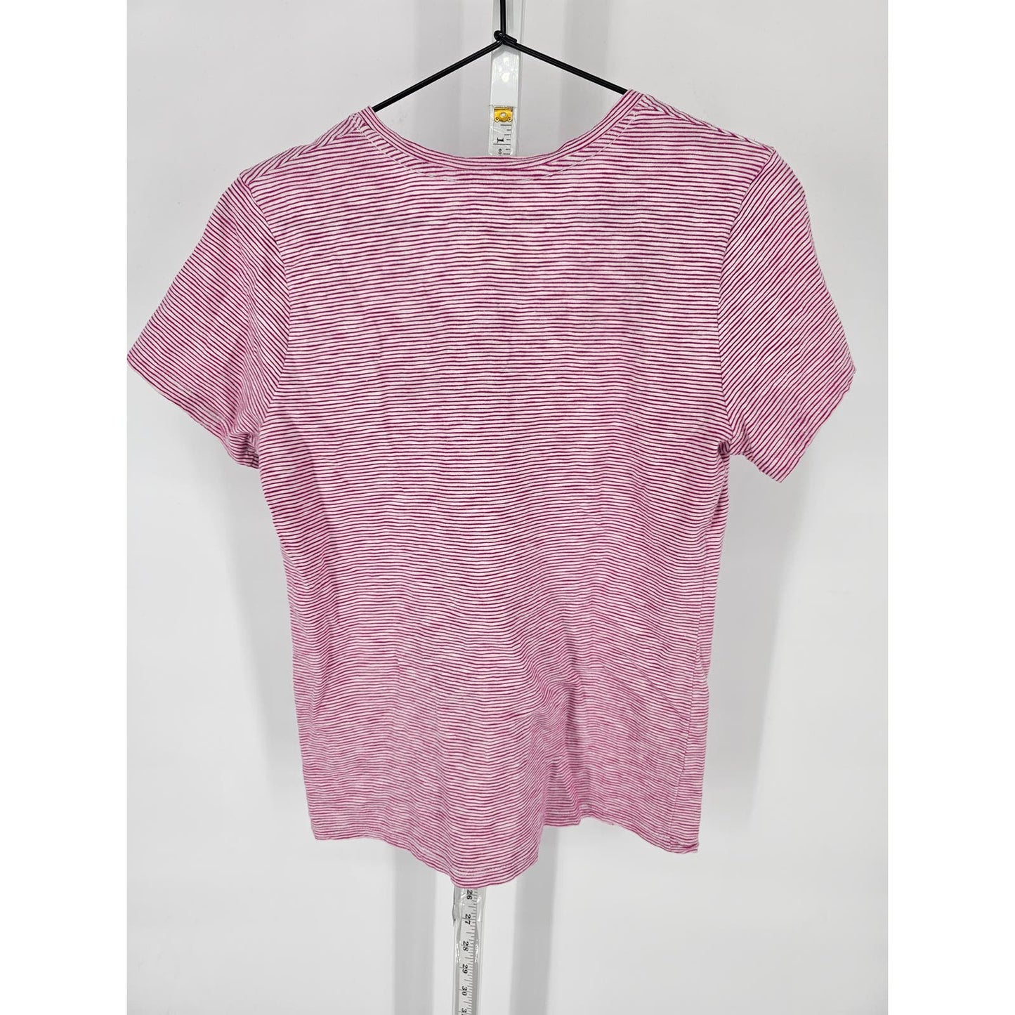 Time & Tru Womens Sz S Short Sleeve V Neck T Shirt Pink and White Striped