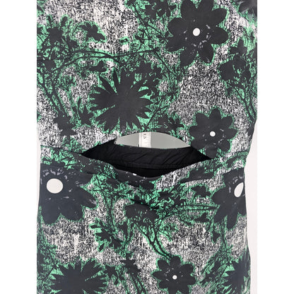 Topshop Womens Sz 8 Above Knee short Sleeve Dress w. Cutouts Green Black Floral
