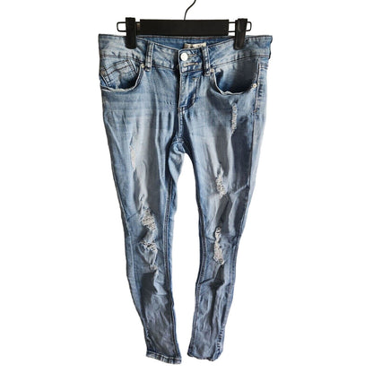 Indigo Rein Juniors Sz 5 Anklet Skinny Blue Jeans Light Wash Distressed